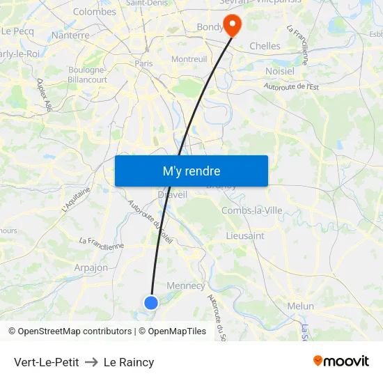 Vert-Le-Petit to Le Raincy map