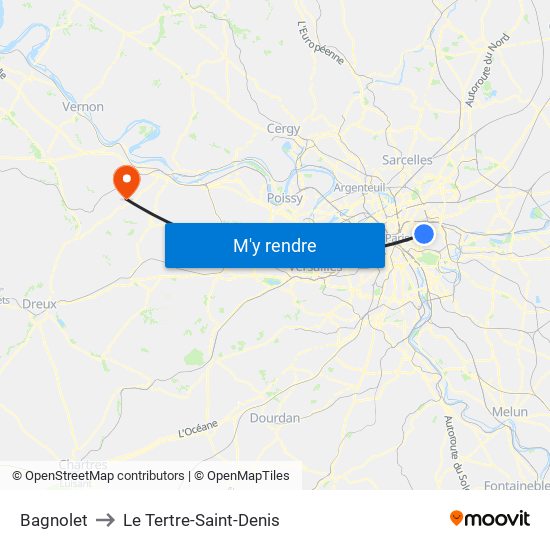 Bagnolet to Le Tertre-Saint-Denis map