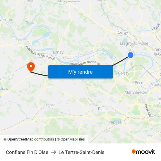 Conflans Fin D'Oise to Le Tertre-Saint-Denis map