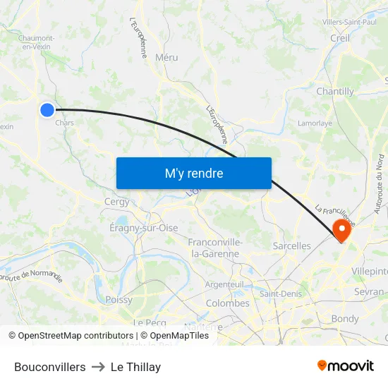 Bouconvillers to Le Thillay map