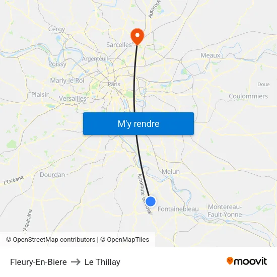Fleury-En-Biere to Le Thillay map