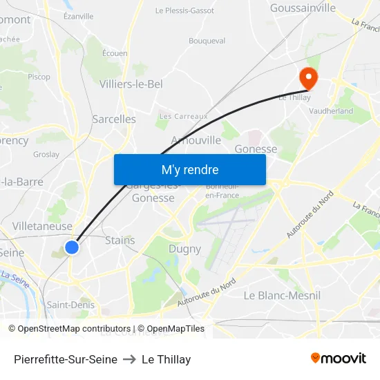 Pierrefitte-Sur-Seine to Le Thillay map