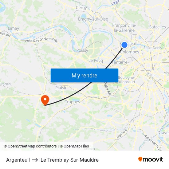 Argenteuil to Le Tremblay-Sur-Mauldre map