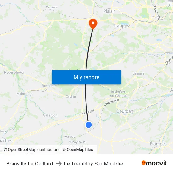 Boinville-Le-Gaillard to Le Tremblay-Sur-Mauldre map