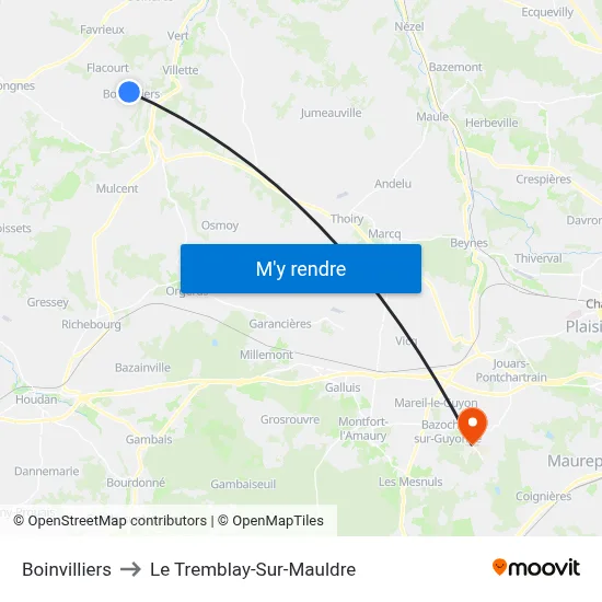 Boinvilliers to Le Tremblay-Sur-Mauldre map