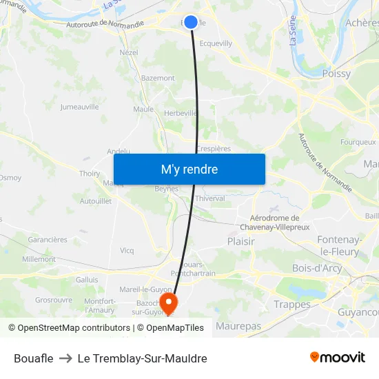 Bouafle to Le Tremblay-Sur-Mauldre map