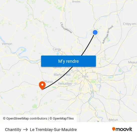 Chantilly to Le Tremblay-Sur-Mauldre map