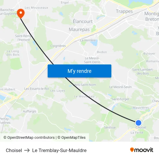 Choisel to Le Tremblay-Sur-Mauldre map