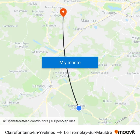 Clairefontaine-En-Yvelines to Le Tremblay-Sur-Mauldre map
