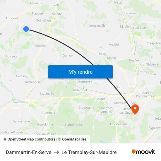 Dammartin-En-Serve to Le Tremblay-Sur-Mauldre map