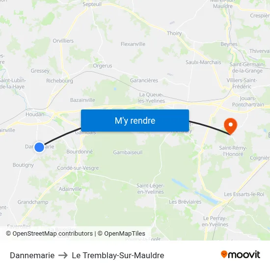 Dannemarie to Le Tremblay-Sur-Mauldre map