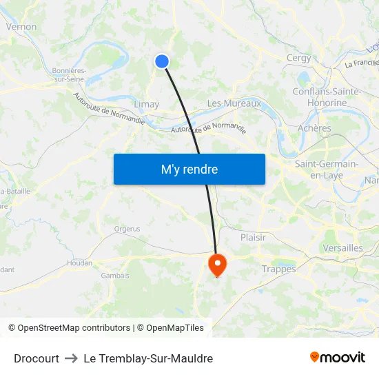 Drocourt to Le Tremblay-Sur-Mauldre map