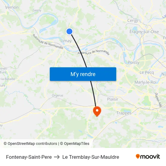 Fontenay-Saint-Pere to Le Tremblay-Sur-Mauldre map