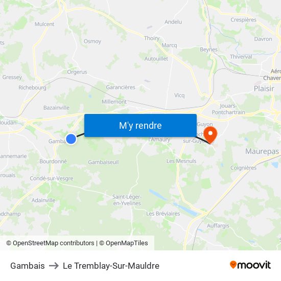 Gambais to Le Tremblay-Sur-Mauldre map