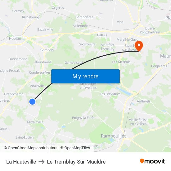 La Hauteville to Le Tremblay-Sur-Mauldre map