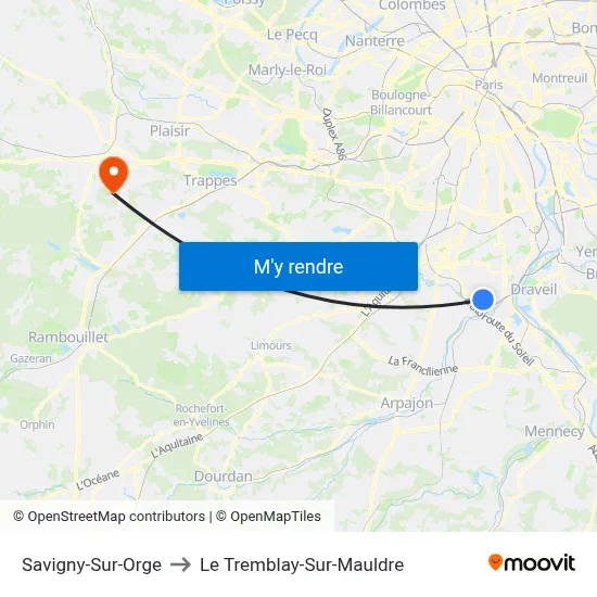Savigny-Sur-Orge to Le Tremblay-Sur-Mauldre map