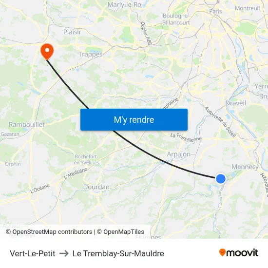 Vert-Le-Petit to Le Tremblay-Sur-Mauldre map