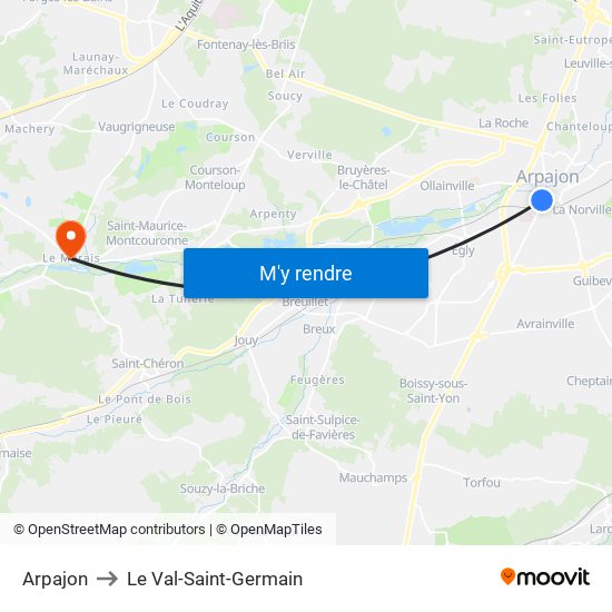 Arpajon to Le Val-Saint-Germain map