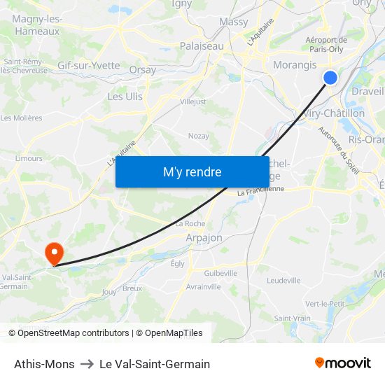 Athis-Mons to Le Val-Saint-Germain map