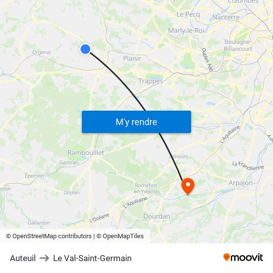 Auteuil to Le Val-Saint-Germain map