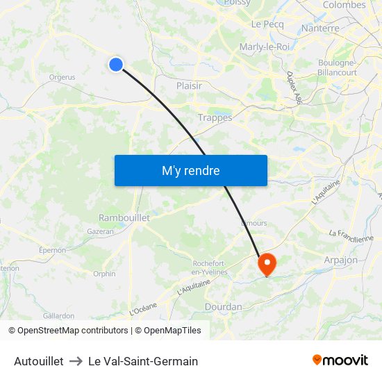 Autouillet to Le Val-Saint-Germain map