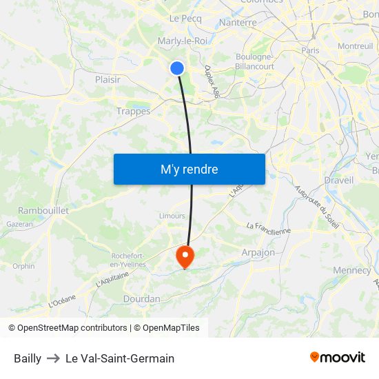 Bailly to Le Val-Saint-Germain map