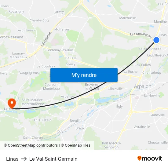 Linas to Le Val-Saint-Germain map