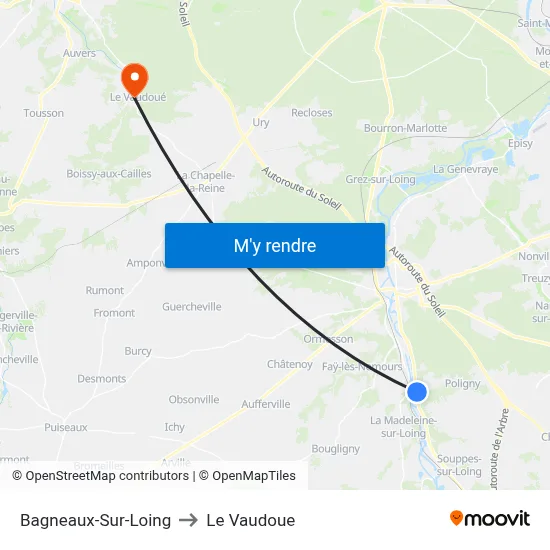 Bagneaux-Sur-Loing to Le Vaudoue map