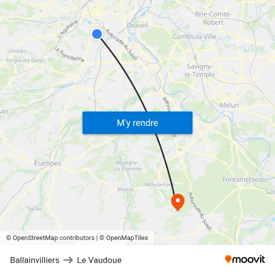 Ballainvilliers to Le Vaudoue map