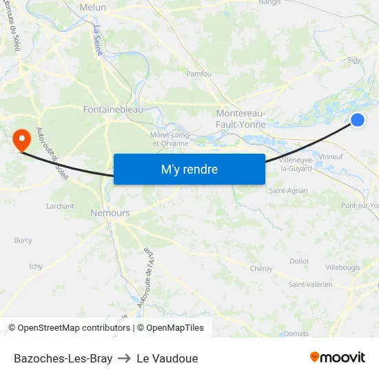 Bazoches-Les-Bray to Le Vaudoue map