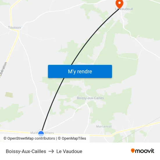 Boissy-Aux-Cailles to Le Vaudoue map