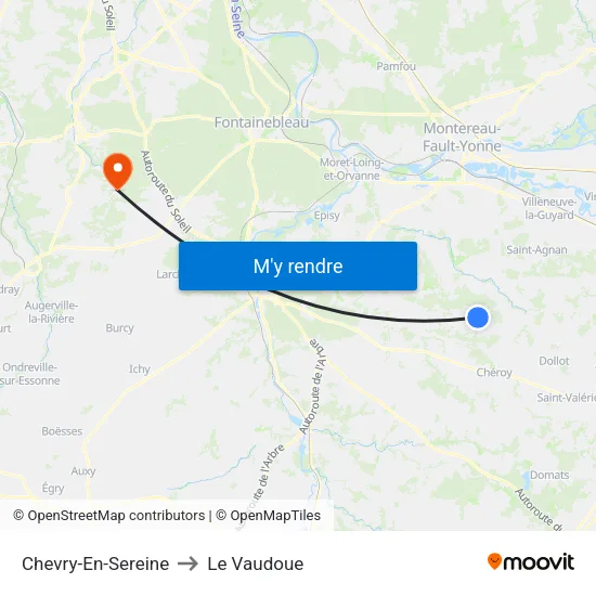 Chevry-En-Sereine to Le Vaudoue map