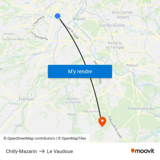 Chilly-Mazarin to Le Vaudoue map