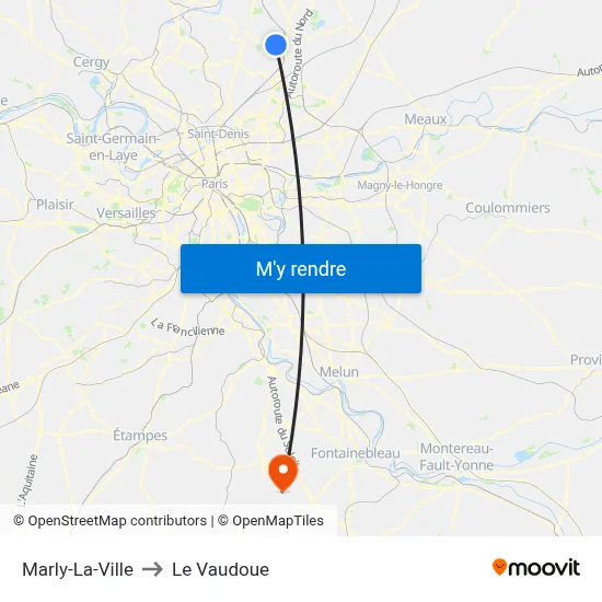 Marly-La-Ville to Le Vaudoue map