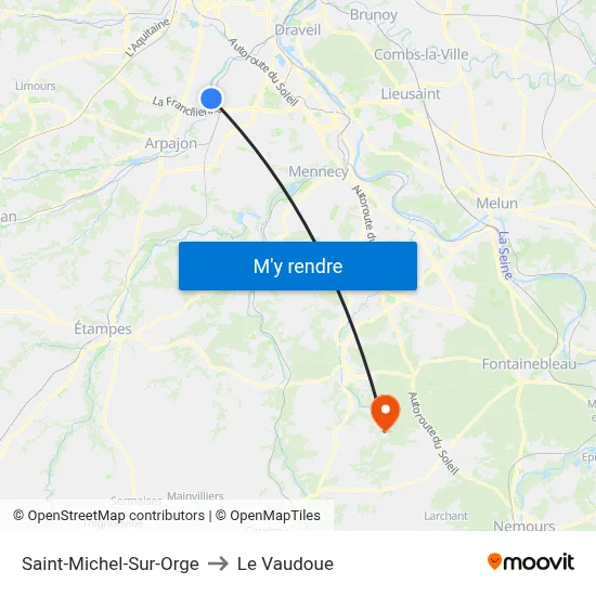 Saint-Michel-Sur-Orge to Le Vaudoue map