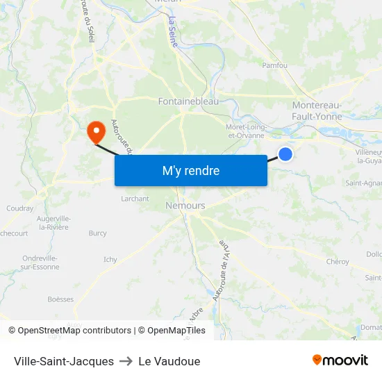 Ville-Saint-Jacques to Le Vaudoue map
