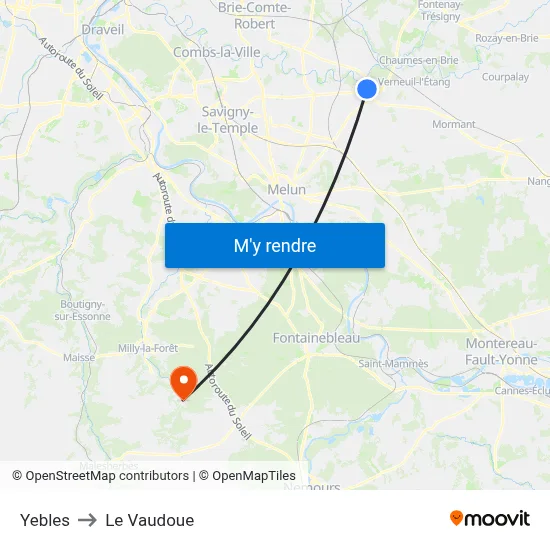 Yebles to Le Vaudoue map