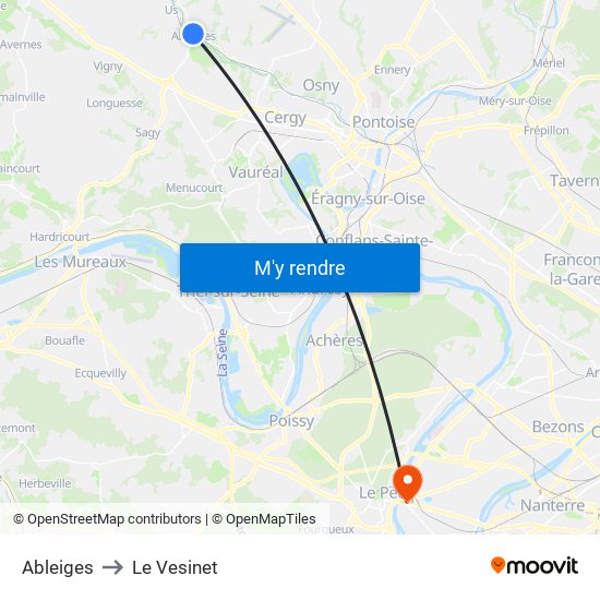 Ableiges to Le Vesinet map