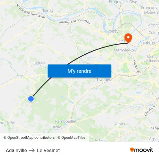 Adainville to Le Vesinet map