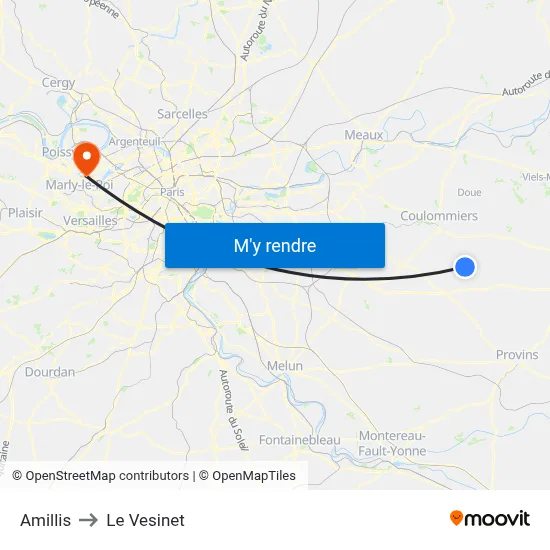 Amillis to Le Vesinet map