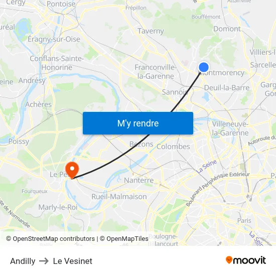 Andilly to Le Vesinet map