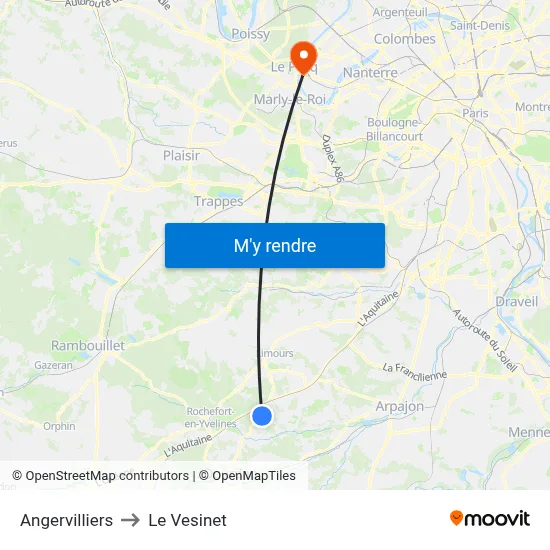 Angervilliers to Le Vesinet map