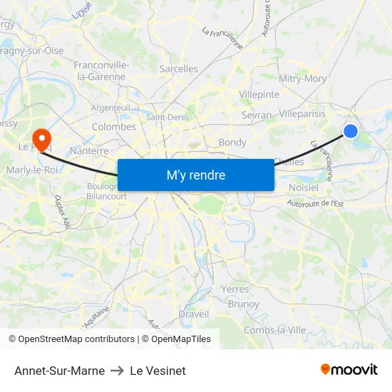Annet-Sur-Marne to Le Vesinet map