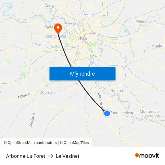 Arbonne-La-Foret to Le Vesinet map