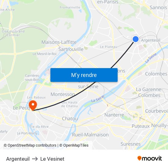 Argenteuil to Le Vesinet map