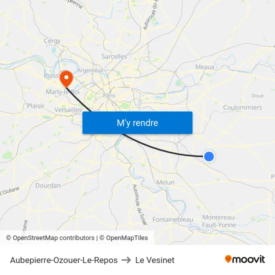 Aubepierre-Ozouer-Le-Repos to Le Vesinet map