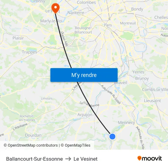 Ballancourt-Sur-Essonne to Le Vesinet map