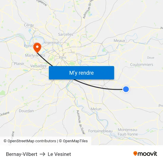 Bernay-Vilbert to Le Vesinet map