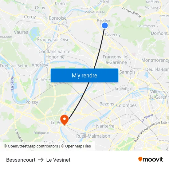 Bessancourt to Le Vesinet map