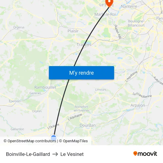 Boinville-Le-Gaillard to Le Vesinet map
